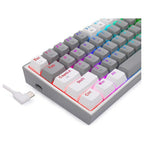Redragon K616-RGB Fizz Pro Mechanical Keyboard, Tri-Mode USB-C Bluetooth 5.0 2.4GHz, Red Switches, Grey and White