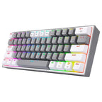 Redragon K616-RGB Fizz Pro Mechanical Keyboard, Tri-Mode USB-C Bluetooth 5.0 2.4GHz, Red Switches, Grey and White