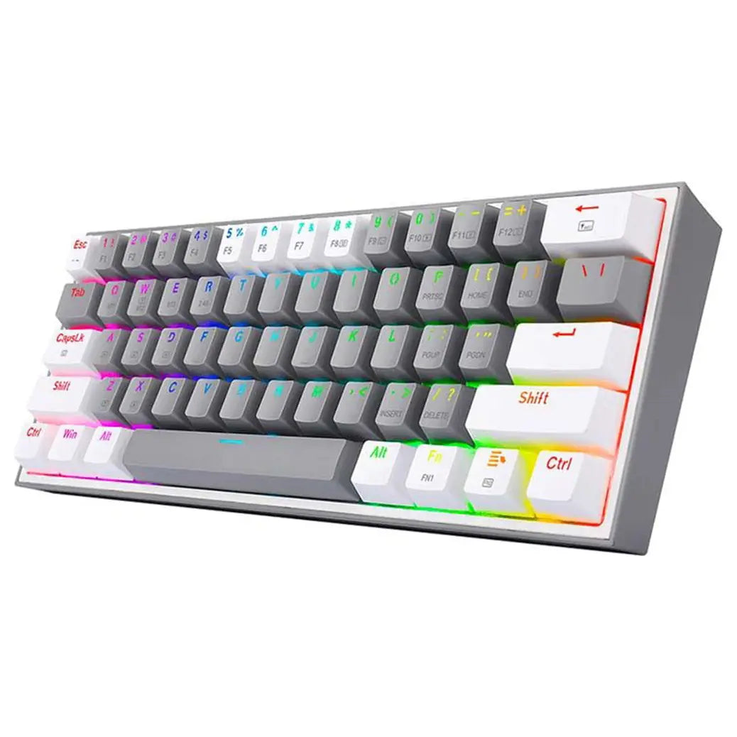Redragon K616-RGB Fizz Pro Mechanical Keyboard, Tri-Mode USB-C Bluetooth 5.0 2.4GHz, Red Switches, Grey and White
