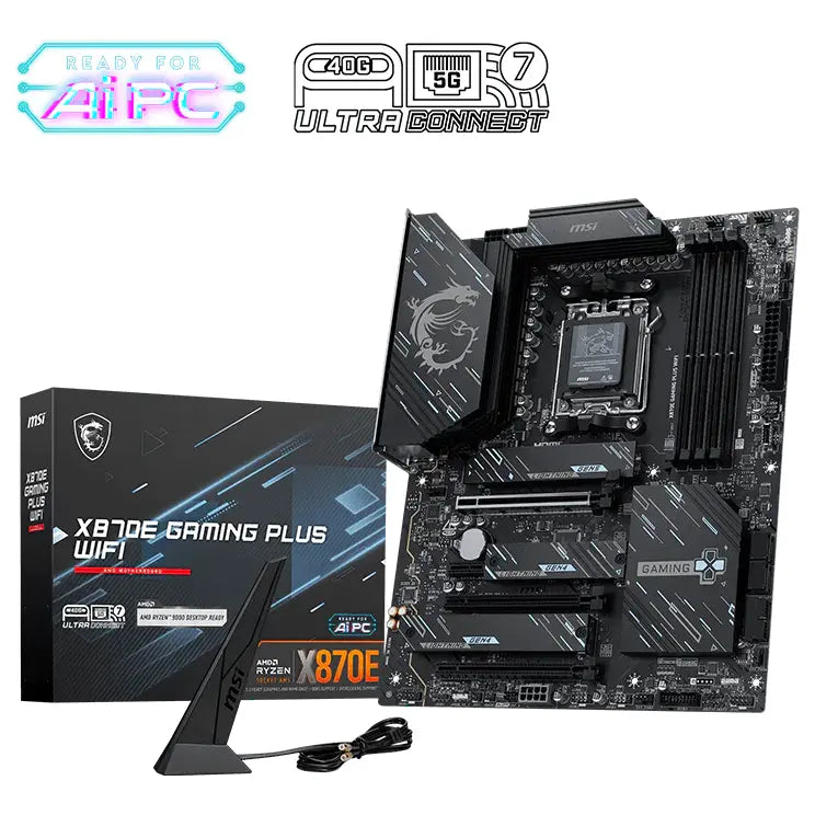 MSI X870E Gaming Plus WIFI Motherboard, AMD X870E, Socket AM5