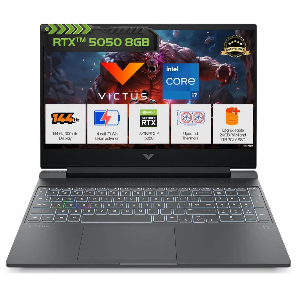 HP Victus Gaming Laptop 15-FA2309TX Intel Core i7-13620H 24GB RAM 1TB SSD GeForce RTX 5050 Windows 11 Home Mica Silver