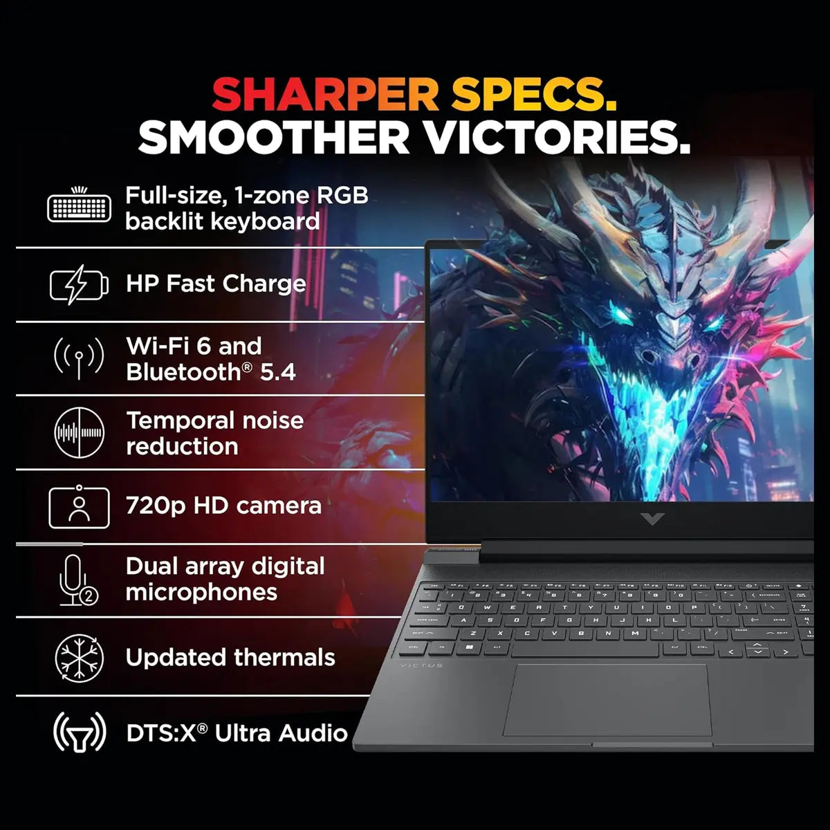 HP Victus Gaming Laptop 15-FA2309TX Intel Core i7-13620H 24GB RAM 1TB SSD GeForce RTX 5050 Windows 11 Home Mica Silver