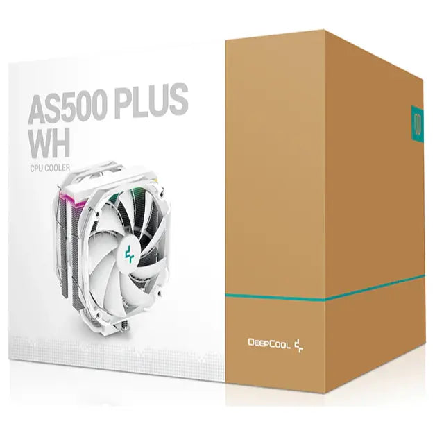 DeepCool AS500 PLUS WH CPU Cooler, Dual 140mm PWM Fans, All White, R-AS500-WHNLMP-G