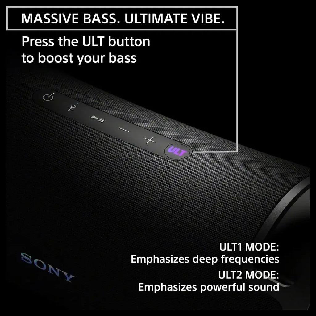 Sony ULT FIELD 7 Wireless Portable Speaker, Bluetooth, IP67 Waterproof, 30h Battery, Karaoke, Black