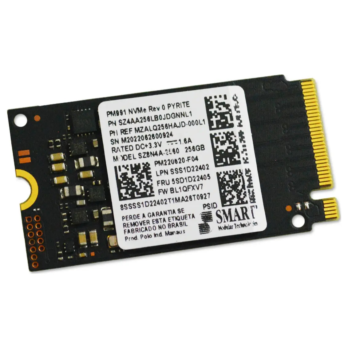 Samsung PM991 Solid State Drive, 256GB M.2 2242 PCIe 3.0 x4 NVMe - Pulled