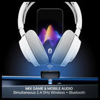 SteelSeries Arctis Nova 7 Wireless Gen 2 Gaming Headset, 2.4GHz Plus Bluetooth, 50H Plus Battery, USB-C Dongle, White