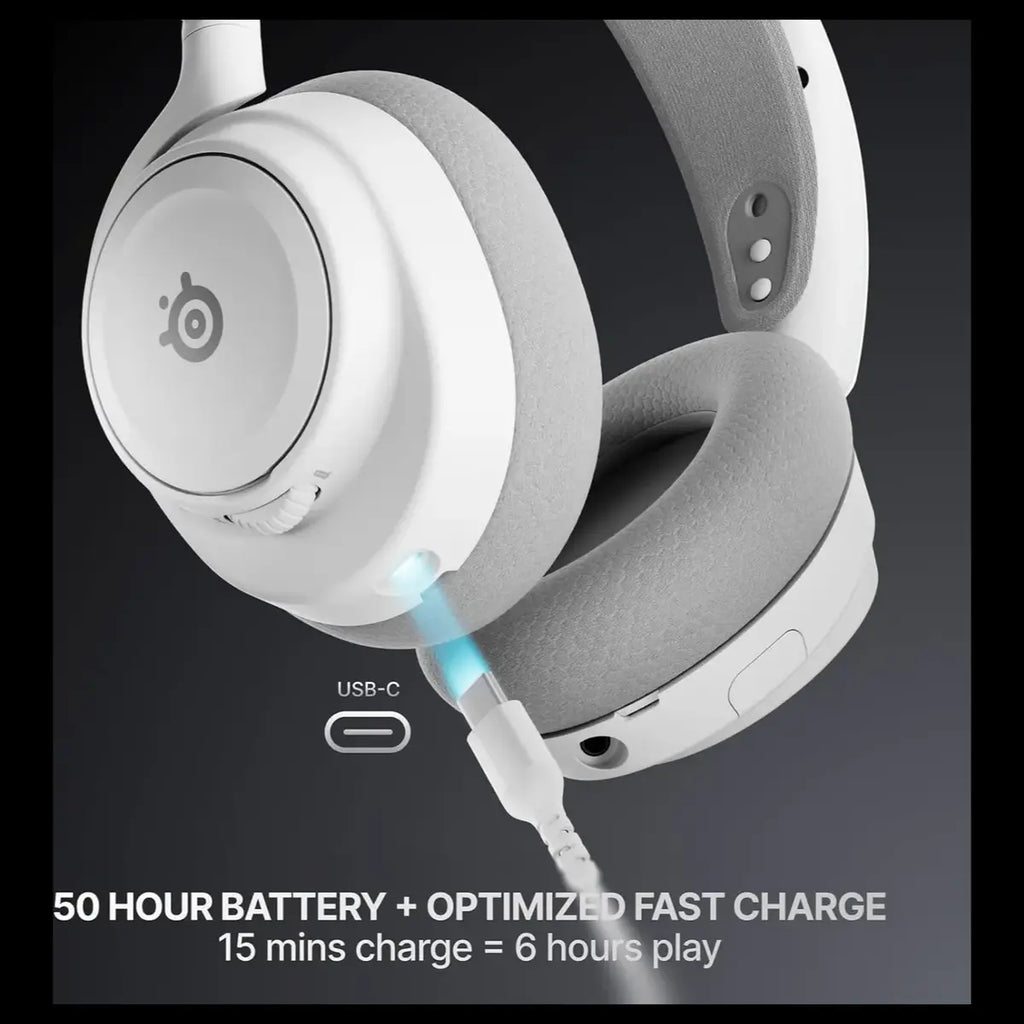SteelSeries Arctis Nova 7 Wireless Gen 2 Gaming Headset, 2.4GHz Plus Bluetooth, 50H Plus Battery, USB-C Dongle, White