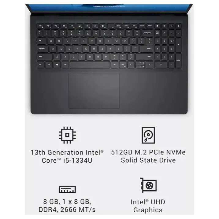 Dell 15 DC15250 Touchscreen Laptop Intel Core i5-1334U 8GB RAM 512GB SSD 15.6' FHD Windows 11 Home S-mode Carbon Black