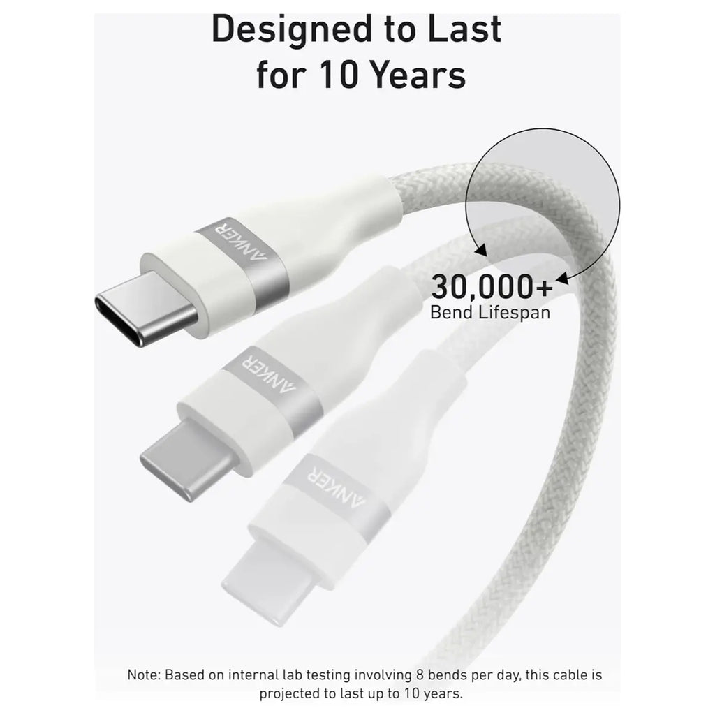 Anker USB-C to USB-C Cable 240W 3FT White