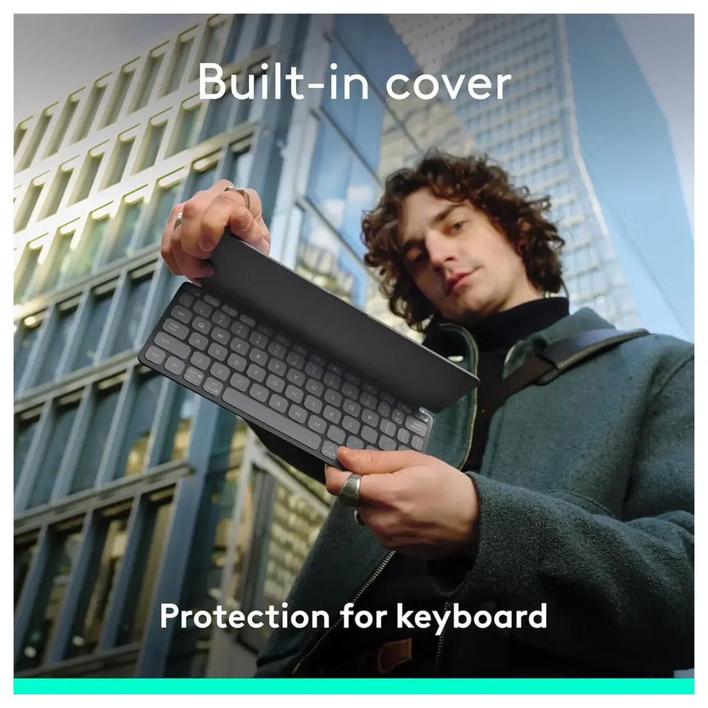 Logitech Keys-to-Go 2 Portable Bluetooth Tablet Keyboard with Built-in Cover, Wireless, Graphite