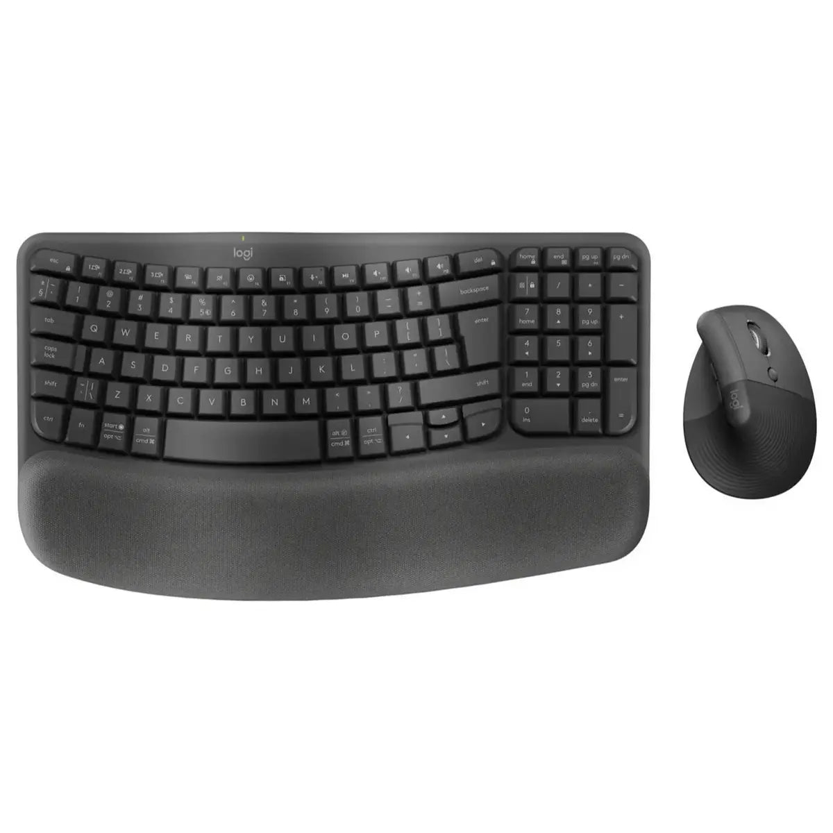 Logitech Wave Keys and Lift Vertical Mouse Ergonomic Wireless Keyboard and Mouse Combo Black 920-013635