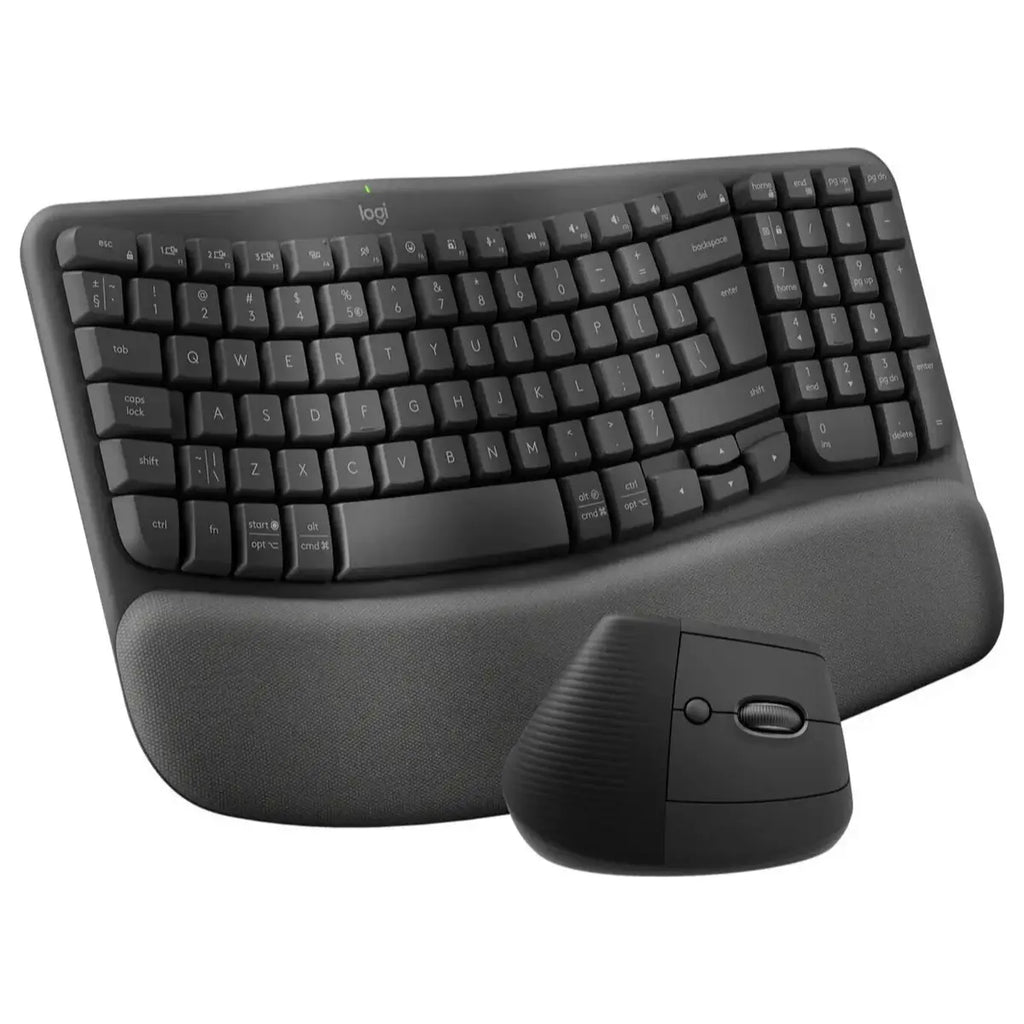 Logitech Wave Keys and Lift Vertical Mouse Ergonomic Wireless Keyboard and Mouse Combo Black 920-013635