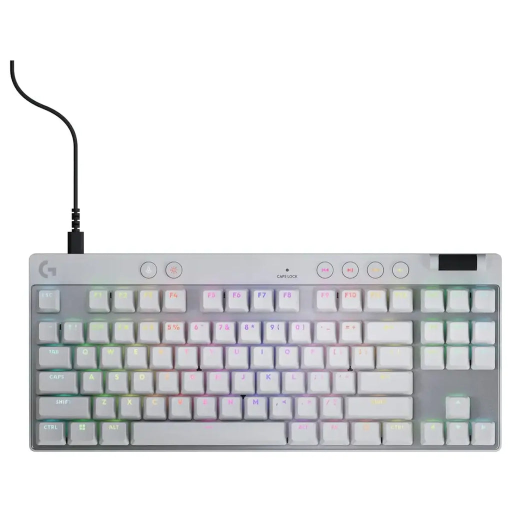 Logitech G Pro X TKL Rapid Tenkeyless Wired Gaming Keyboard, Magnetic Analog Switches, RGB, White 920-012148