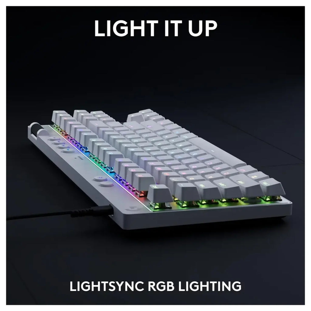 Logitech G Pro X TKL Rapid Tenkeyless Wired Gaming Keyboard, Magnetic Analog Switches, RGB, White 920-012148