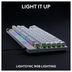 Logitech G Pro X TKL Rapid Tenkeyless Wired Gaming Keyboard, Magnetic Analog Switches, RGB, White 920-012148
