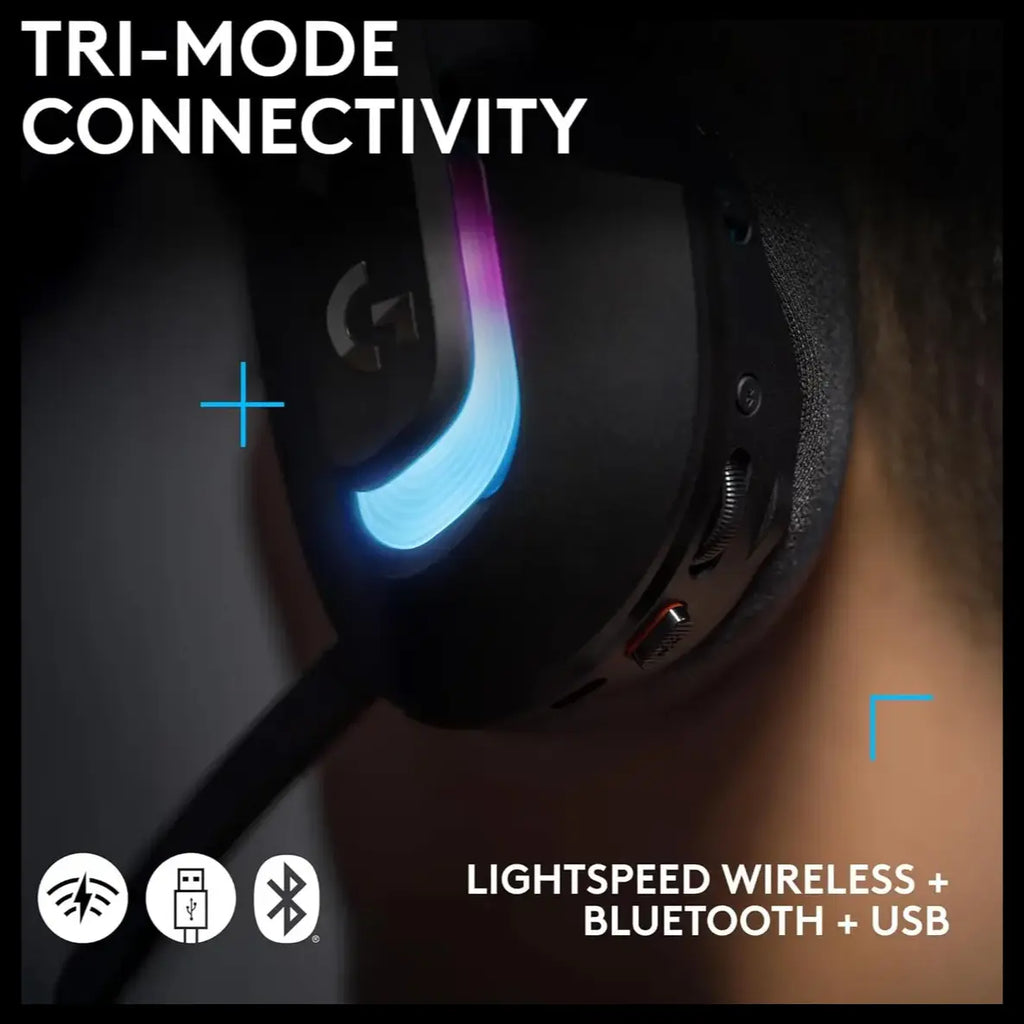 Logitech G522 Lightspeed Wireless Gaming Headset Tri-Connect Lightspeed Bluetooth USB-A To C LIGHTSYNC RGB Black