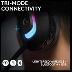 Logitech G522 Lightspeed Wireless Gaming Headset Tri-Connect Lightspeed Bluetooth USB-A To C LIGHTSYNC RGB Black
