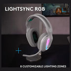 Logitech G522 Lightspeed Wireless Gaming Headset, Tri-Connect Lightspeed Bluetooth USB A to C, LIGHTSYNC RGB, White