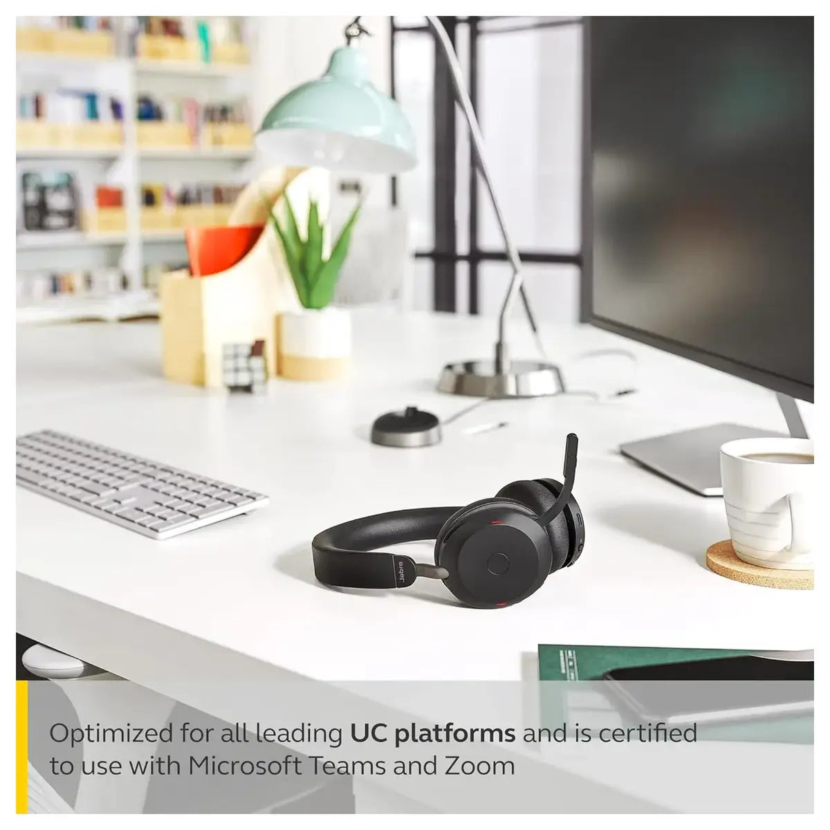 Jabra Evolve2 75 Wireless Headset, 8-Microphone, Active Noise Cancelling, USB-C Bluetooth Adapter, Microsoft Teams Compatible, Black