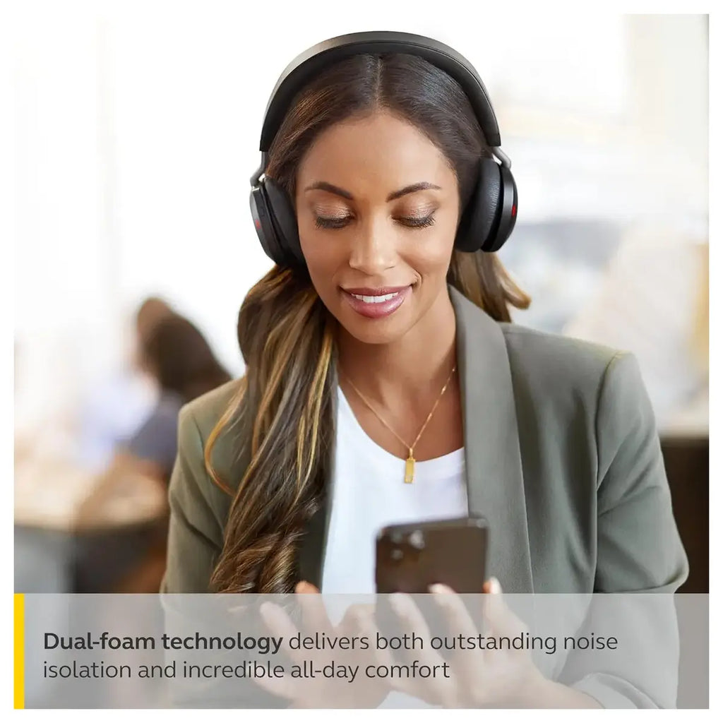 Jabra Evolve2 75 Wireless Headset, 8-Microphone, Active Noise Cancelling, USB-C Bluetooth Adapter, Microsoft Teams Compatible, Black
