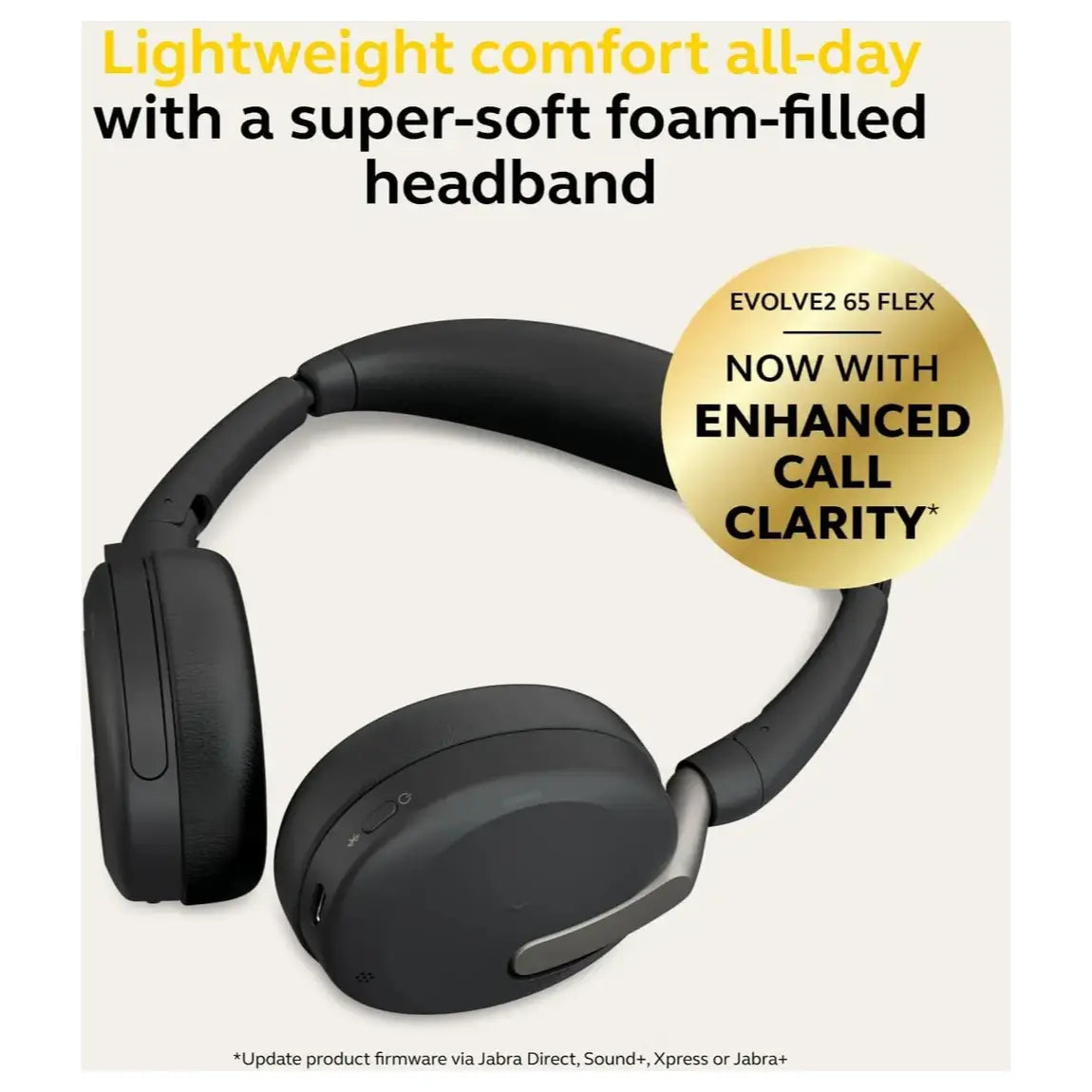 Jabra Evolve2 65 Flex Wireless Stereo Headset, Bluetooth, Hybrid ANC, Noise-Cancelling Microphones, Black
