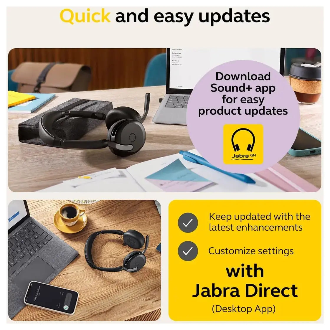 Jabra Evolve2 65 Flex Wireless Stereo Headset, Bluetooth, Hybrid ANC, Noise-Cancelling Microphones, Black