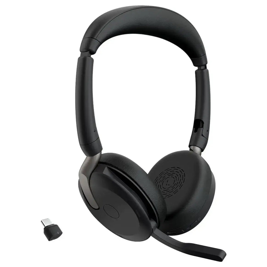 Jabra Evolve2 65 Flex Wireless Stereo Headset, Bluetooth, Hybrid ANC, Noise-Cancelling Microphones, Black