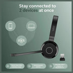 Jabra Evolve 65 TE Stereo Wireless Single-Ear Headphones Noise-Canceling Mic, 16hrs Battery Life, Dual Connectivity, Black