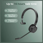 Jabra Evolve 65 TE Stereo Wireless Single-Ear Headphones Noise-Canceling Mic, 16hrs Battery Life, Dual Connectivity, Black