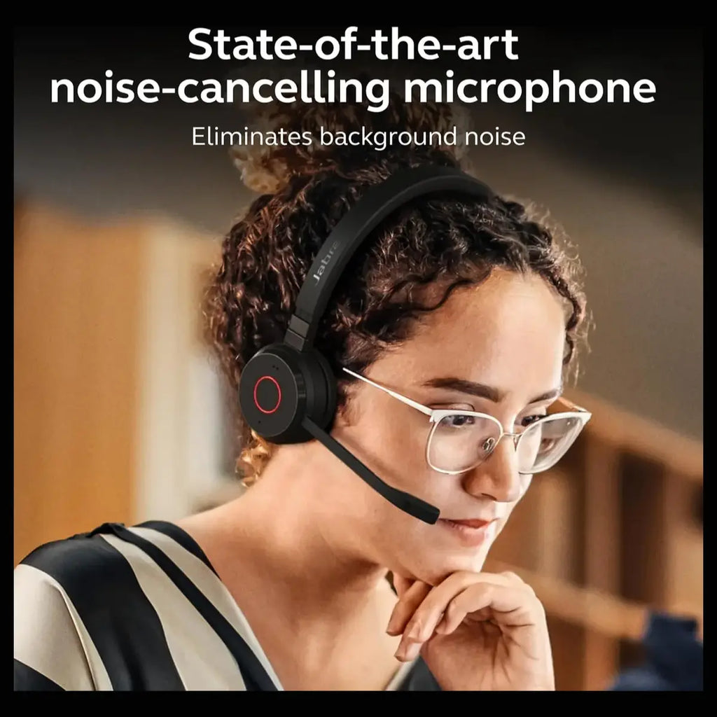Jabra Evolve 65 TE Stereo Wireless Single-Ear Headphones Noise-Canceling Mic, 16hrs Battery Life, Dual Connectivity, Black