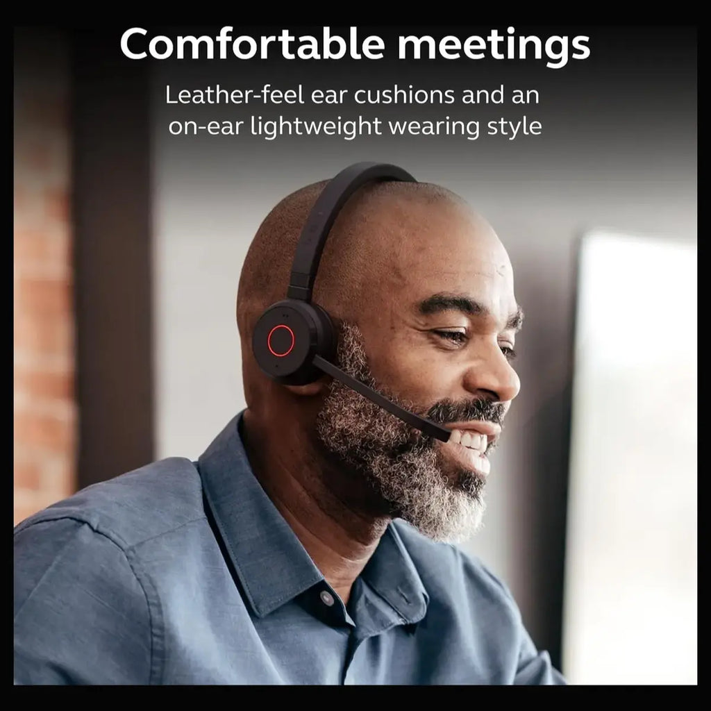 Jabra Evolve 65 TE Stereo Wireless Single-Ear Headphones Noise-Canceling Mic, 16hrs Battery Life, Dual Connectivity, Black