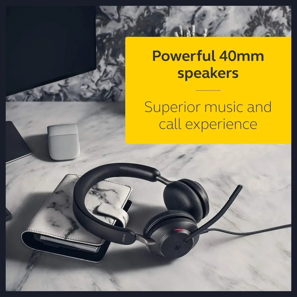 Jabra Evolve2 40 SE Wired Stereo Noise-Cancelling Headset, 3-Microphone Call Technology, USB-A, MS Teams Certified, Black