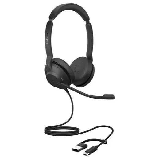 Jabra Evolve2 30 SE Wired Dual-Ear Headphones with Microphone for Work, USB-A and USB-C, Microsoft Teams Certified, Black
