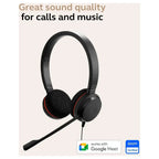 Jabra Evolve 20 Wired Headset Dual-Ear, USB-C and USB-A, Call Control, Black