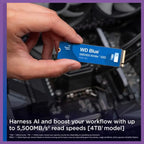 Western Digital WD Blue SN5000 NVMe Internal Solid State Drive SSD 4TB PCIe Gen 4.0 M.2 2280 Up To 5,500MB/s WDS400T4B0E