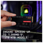 WD_BLACK SN850X SSD, 4TB, M.2 2280, PCIe Gen4 x4, 7300MB/s, Without Heatsink
