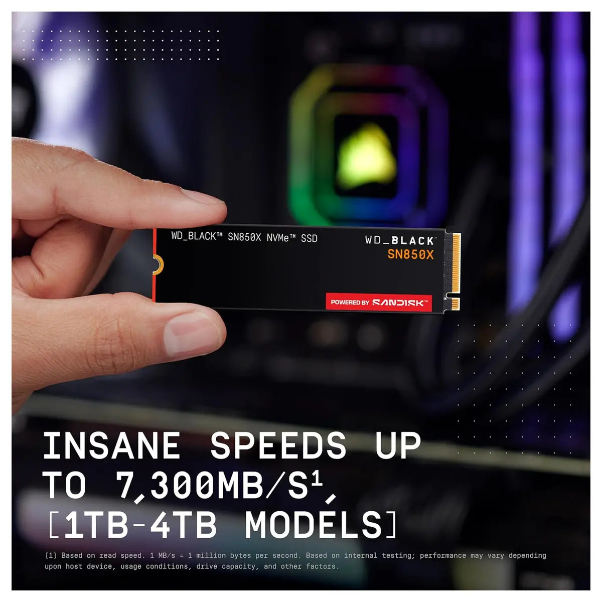 WD_BLACK SN850X SSD, 4TB, M.2 2280, PCIe Gen4 x4, 7300MB/s, Without Heatsink