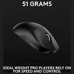 Logitech G PRO X Superlight 2c Lightspeed Gaming Mouse, 44K DPI, Up To 8kHz Polling, Black