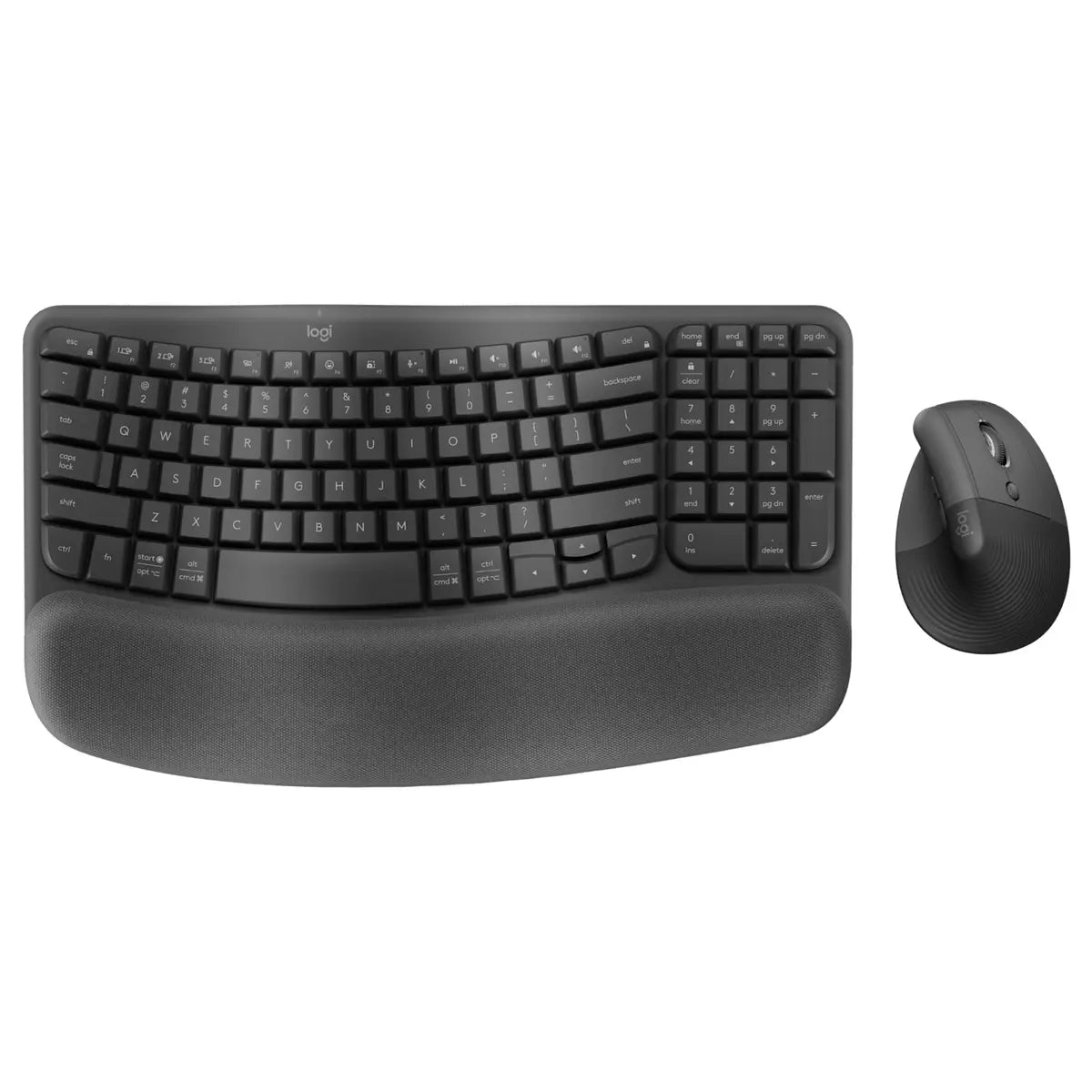 Logitech Wave Keys and Lift Combo, Wireless Keyboard and Mouse Combo, Graphite, 920-013639
