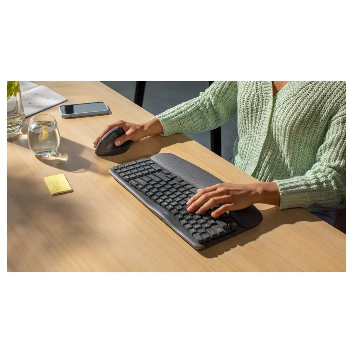 Logitech Wave Keys and Lift Combo, Wireless Keyboard and Mouse Combo, Graphite, 920-013639