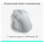 Logitech MX Master 4 Ergonomic Wireless Mouse, Bluetooth, USB-C Charging, Haptic Feedback, Ultra-Fast Scrolling, Pale Grey