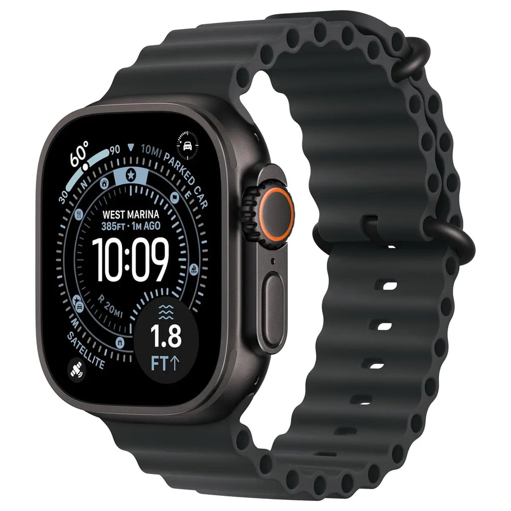 Apple Watch Ultra 3 Running And Multisport Smartwatch 49mm Rugged Titanium Case Black Ocean Band