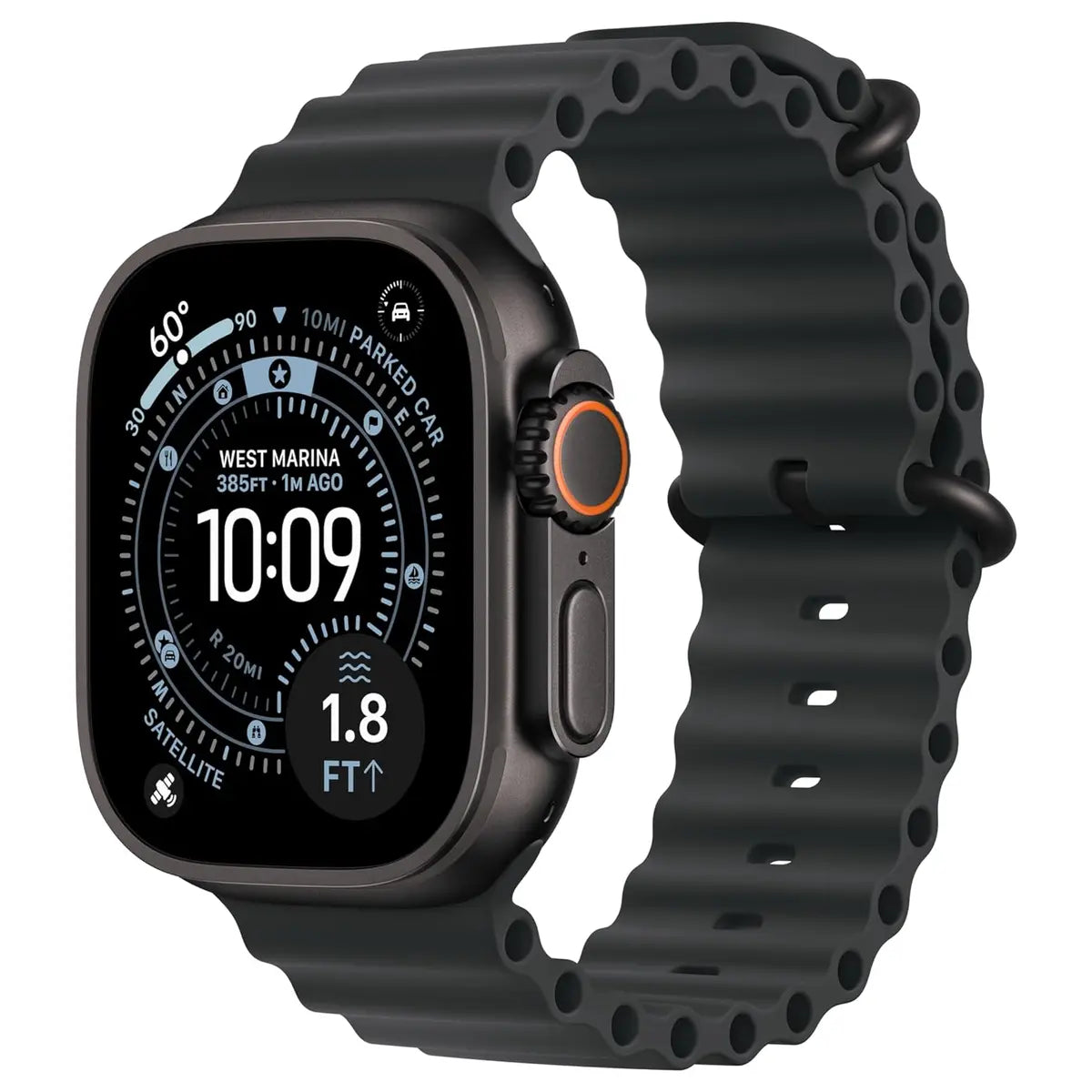 Apple Watch Ultra 3 Running And Multisport Smartwatch 49mm Rugged Titanium Case Black Ocean Band