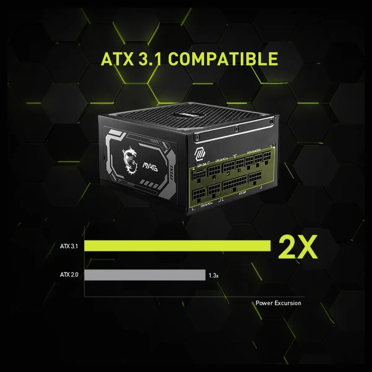 MSI MAG A1000GL PCIE5 Power Supply 1000W 80 Plus Gold Fully Modular ATX3.0