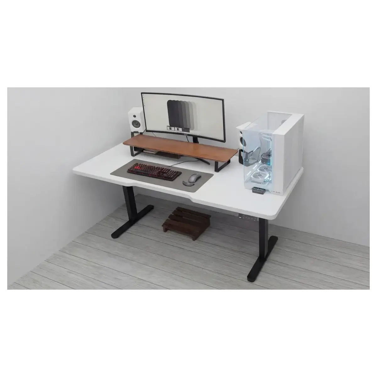MXG DMD-01 Dual-Motor Motorized Sit-Stand Gaming Desk 4.5ft x 2ft 0.75 Inches Thick Matte White