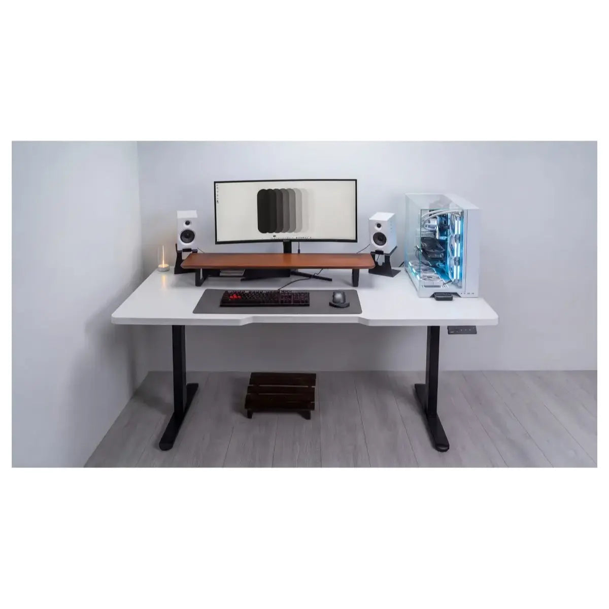 MXG DMD-01 Dual-Motor Motorized Sit-Stand Gaming Desk 4.5ft x 2ft 0.75 Inches Thick Matte White