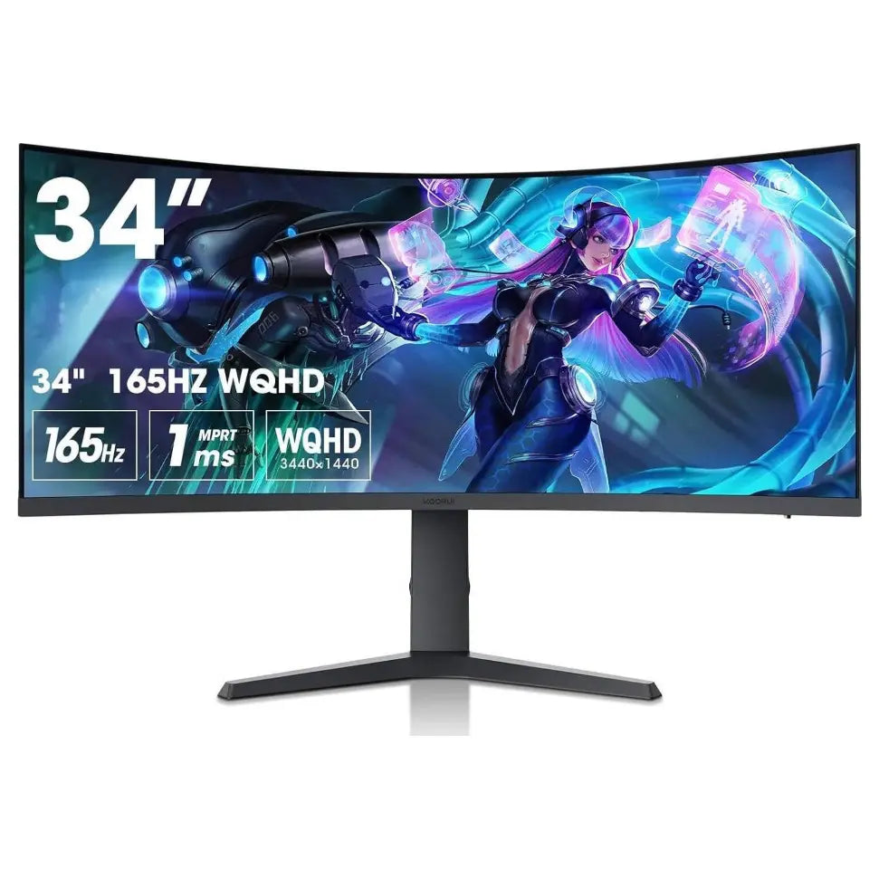 KOORUI 34E6UC Gaming Monitor 34" WQHD 165Hz 1ms Curved 1000R VA, HDR 400, 100% SRGB, 90% DCI-P3