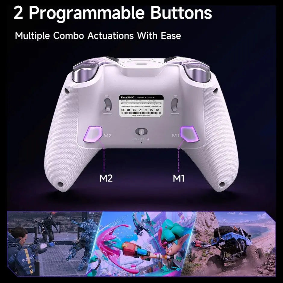 EasySMX D10 Wireless Gamepad Pro, Tri-Mode Connectivity, TMR Anti-Drift Joysticks, 1000Hz Polling Rate, Farout Purple