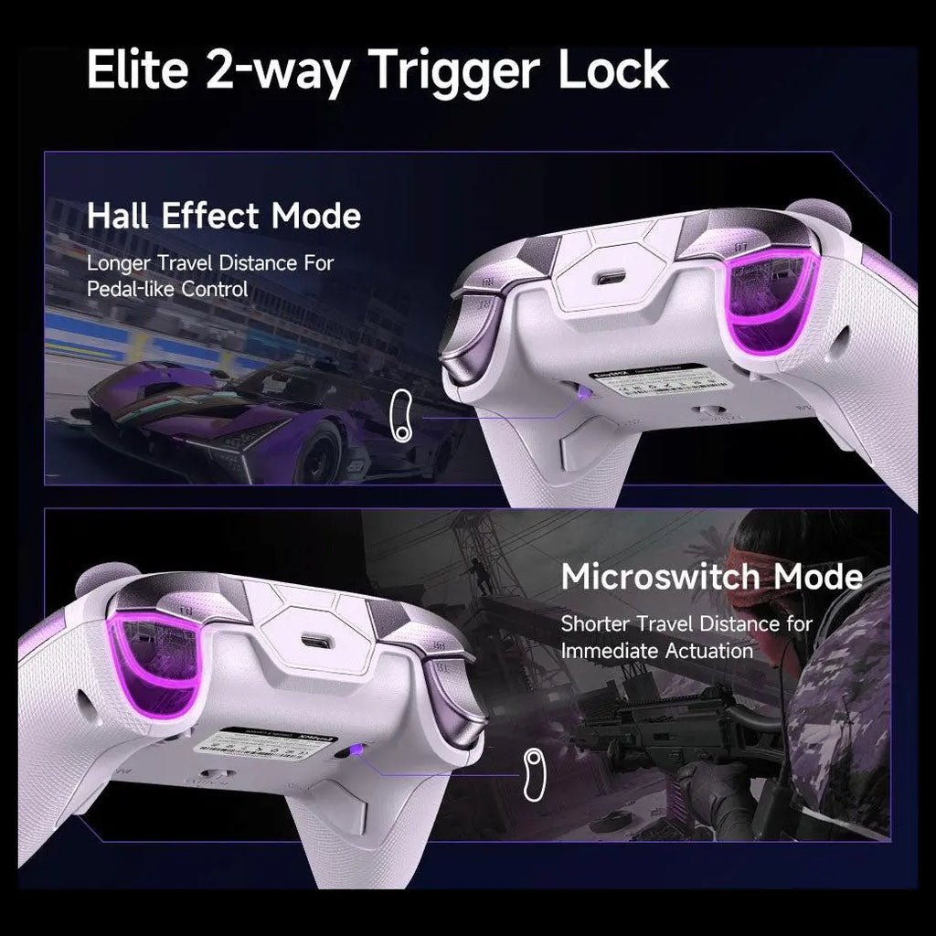 EasySMX D10 Wireless Gamepad Pro, Tri-Mode Connectivity, TMR Anti-Drift Joysticks, 1000Hz Polling Rate, Farout Purple