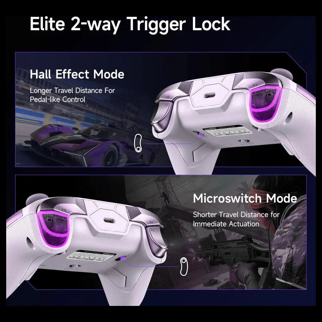 EasySMX D10 Wireless Gamepad Pro, Tri-Mode Connectivity, TMR Anti-Drift Joysticks, 1000Hz Polling Rate, Farout Purple